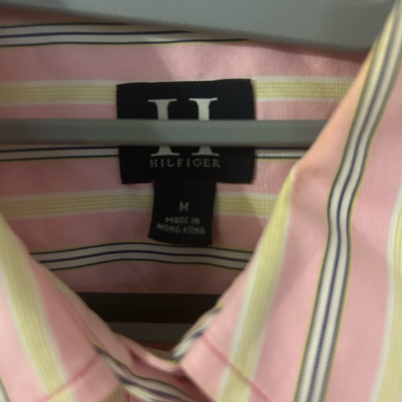 Tommy Hilfiger Ladies Pink Striped 100% Cotton Button Down Shirt Size Medium - Picture 5 of 5